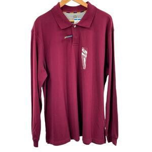 Club‎ Room Shirt Mens XL Cherry Red Wine Cotton Estate Polo Long Sleeves NWT